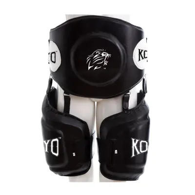 Professional Hybrid Belly and Thigh Protector KON-906 – Genuine Leather Training Armor | Protège-Cuisses et Abdominaux pour Combat