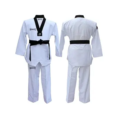 Professional Taekwondo Uniform KON-2501 – V-Neck Blended Fabric Gi for Competitive Training | Uniforme de Taekwondo Professionnel (Col en V)